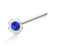 Flower with Stone Silver Straight Nose Stud NSKA-22 